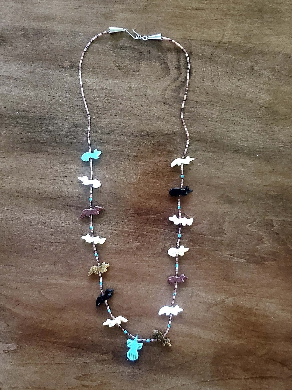 Native American Turqoise Bird Bead Fetish Necklace